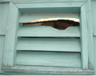 Squirrel-damaged vent in Reading MA, (view from outside)